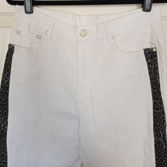 RARE NWOT Y2K DG2 Skinny Jeans Leopard Embellished Stripe 8 TALL LONG - Picture 1 of 8